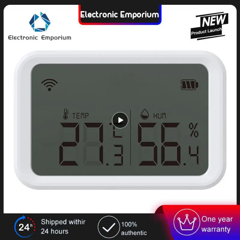 

60.5ua Temperature And Humidity Sensor Remote Control Battery Powered Smart Hygrometer Work With Alexa Google Assistant 2.4ghz