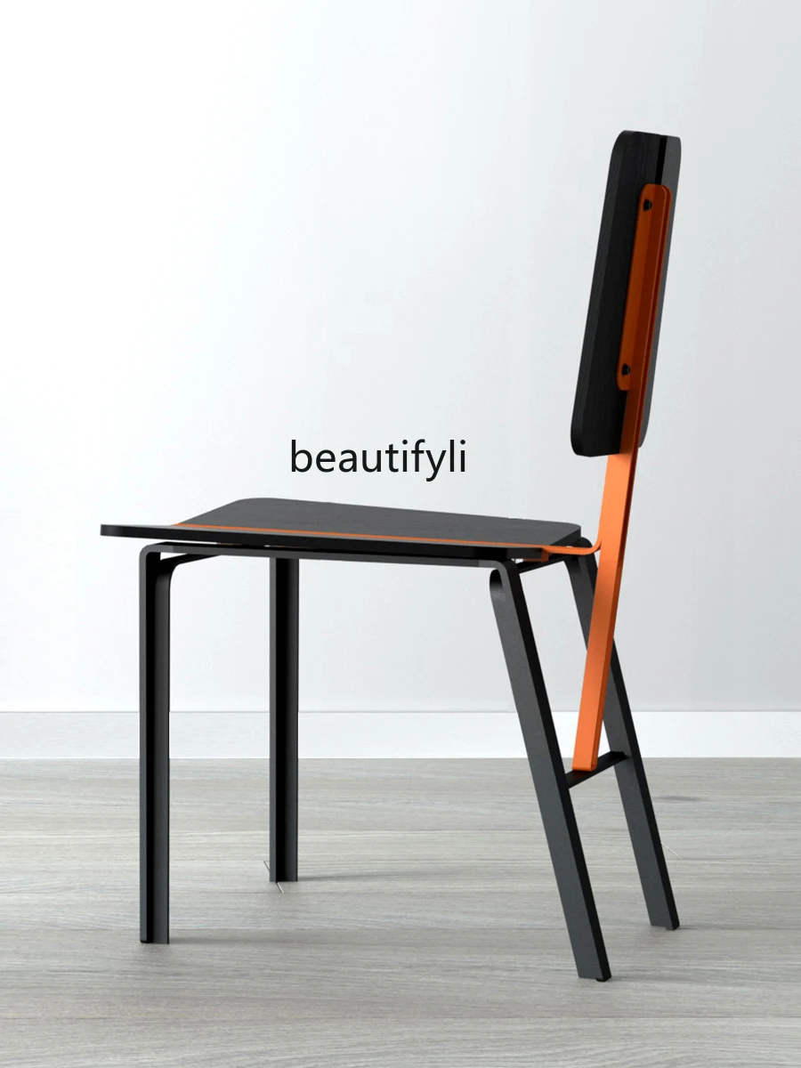 

zq Nordic Modern Minimalist Dining Chair Solid Wood Stitching Light Luxury Living Room Home Minimalist Backrest Chair