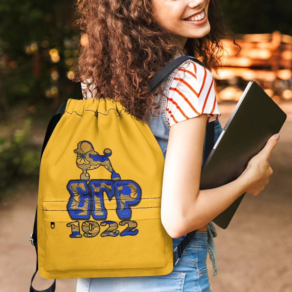 Sigma Gamma Rho School Bags for Kids Girls Boys Drawstring Bags Portable Folding Travel Student Book Bags Large Satchel Mochila