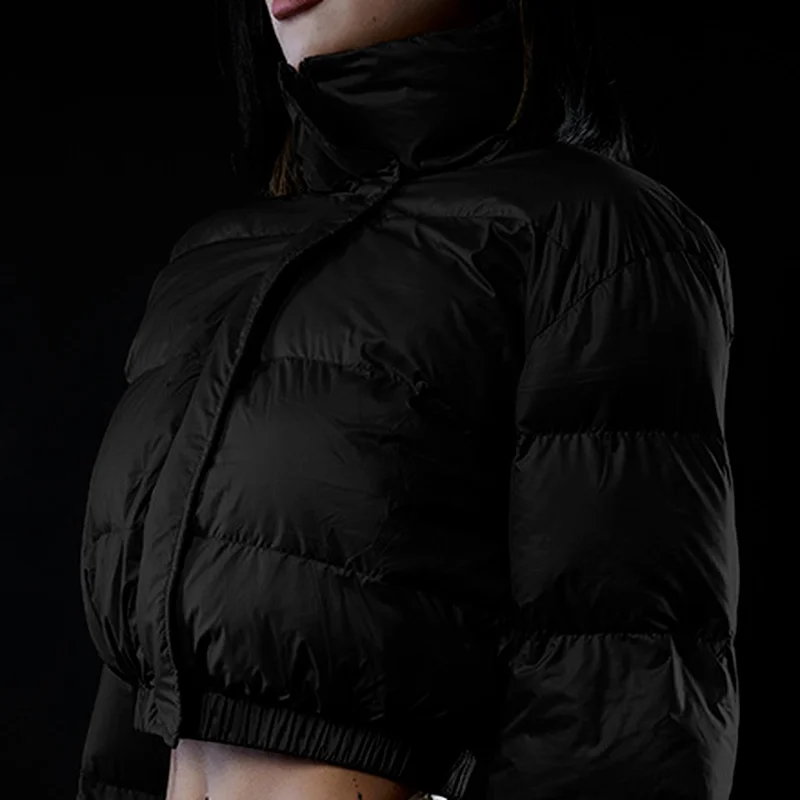 Autumn and Winter Style Fashion Long-sleeved Stand-up Collar Zipper Self-cultivation Warmth Pure Color Elegant Cotton Coat Women