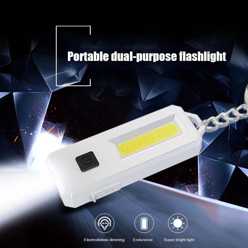 

Mini LED Flashlight COB LED Mini Flashlight Keychains Waterproof USB Rechargeable Pocket Work Lights Lamp Outdoor Camping
