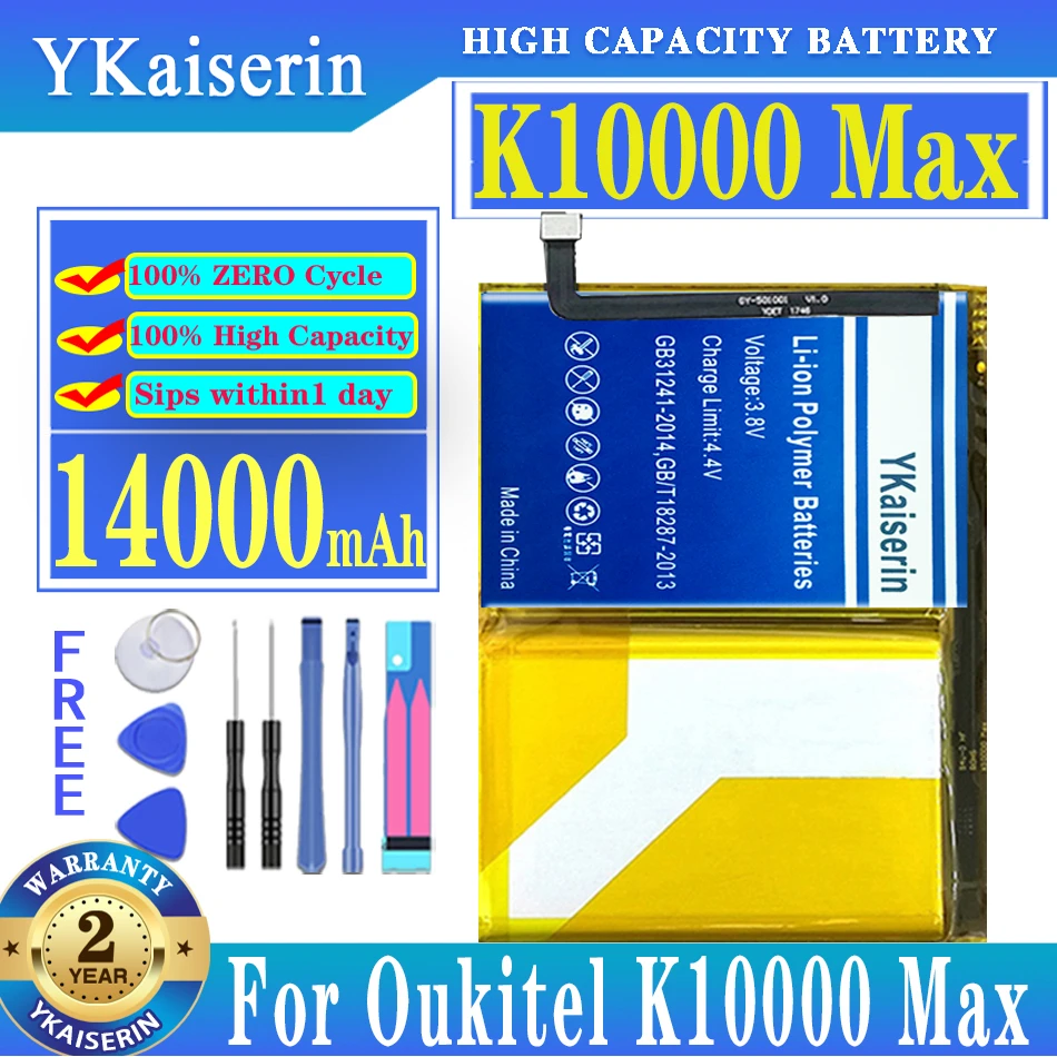

YKaiserin K 10000 Max 14000mah Replacement Battery For Oukitel K10000 Max K10000Max New Battery + Free Tools