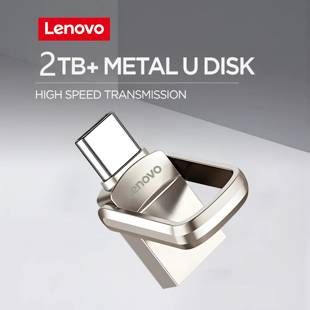Фото Lenovo 2 ТБ 1 ТБ металлический флэш-накопитель USB3.1 128 ГБ U-диск 200 МБ/с 512 ГБ сверхбыстрый водонепроницаемый для ПК/Mac/PS5 автомобиля/телевизора/дрона №1