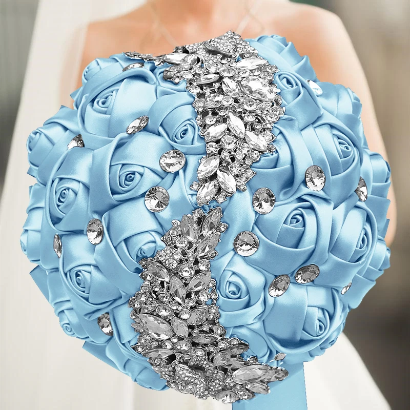 

1Pcs/lot Light blue Marriage Rhinestone Bridal Bridesmaid Bouquets