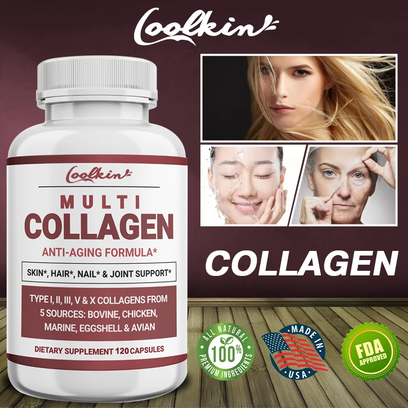 

Collagen Peptides Powder Capsules, Bovine, Chicken, Eggshell, Bird & Marine All-in-One 5 Collagen Supplements