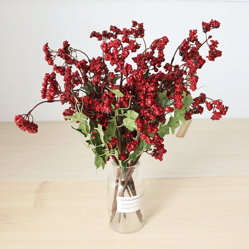 

artificial mini cherry berries fake pearl flower decoration Christmas stamen DIY bouquet fruit christmas decoration supplies
