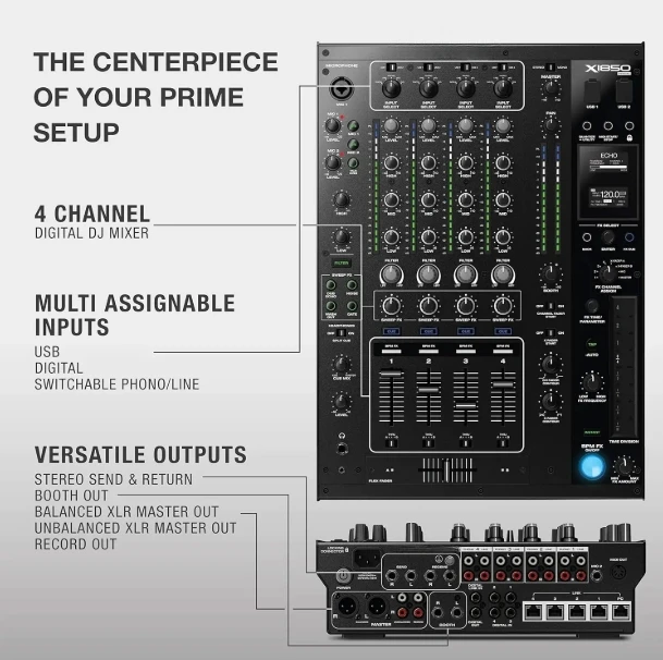 Аутентичный профессиональный 4-канальный DJ клубный микшер Denon X1850 PRIME со