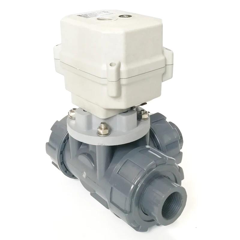 AC220V 3-ходовой ПВХ электрический шаровой кран True Union 1/2" моторизованный клапан