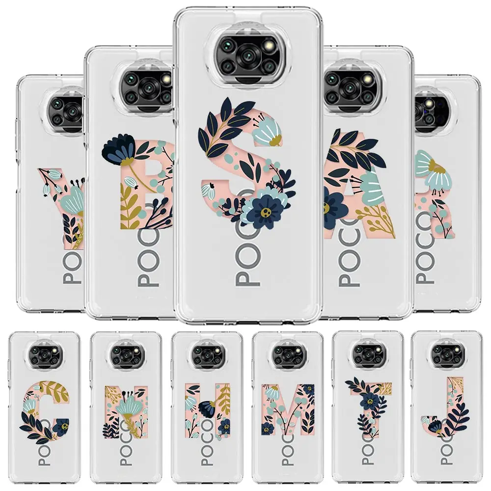 

Fashion Letter Flowers Art Phone Case For Xiaomi Mi 12T 10 12 Lite 11 Ultra 11X 11T Pro Poco X4 X3 NFC F3 F4 M3 M4 Clear Cover