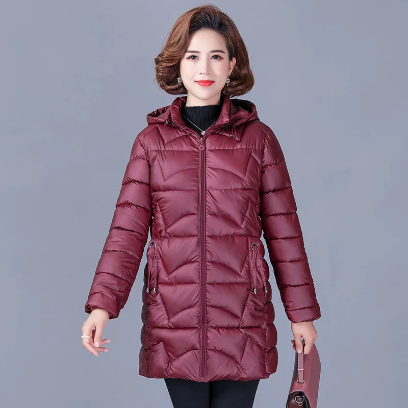 New Thick Warm Winter Down Cotton Jacket For Women Korean Slim Medium Long Hooded Parkas Middle Aged Mother Padded Coat XL-6XL enlarge