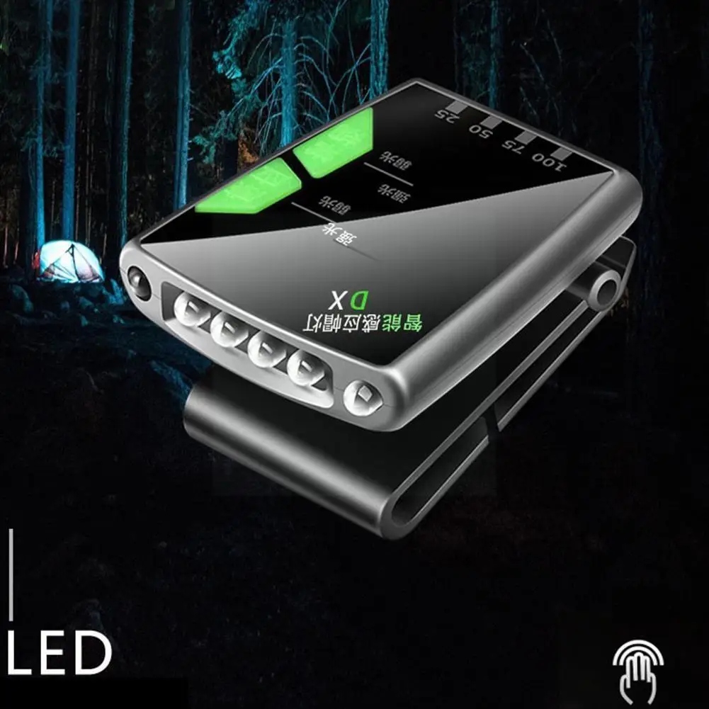 

Rechargeable Headlight Induction Clip Cap Lamp Super Led Waterproof Light Camping Bright Display Fishing Power Flashlight N C5q7