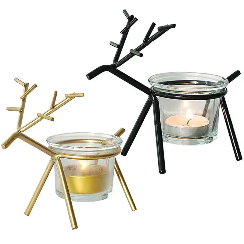 Decoration Reindeer Candlesticks Tea Light Holder For Wax Candles Spa Wedding Party Living Room Decor