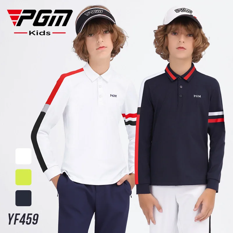 

PGM Boy Golf Trainning T Shirts Long Sleeve Autumn and Winter Windproof and Warm Lapel Golf Apparel Sportswear YF459