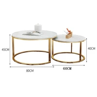 rock board tea table simple modern small family round tea table tv cabinet combination living room household marble