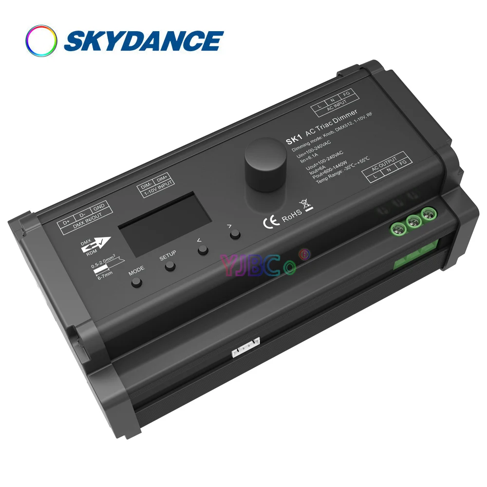 Skydance SK1 OLED регулятор затемнения AC Triac диммер RDM DMX 512 декодер 1CH * 6A 110V-220V