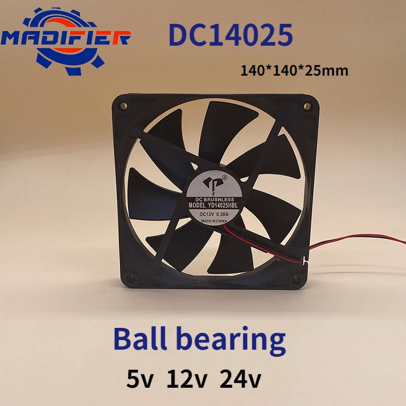 

Dc14025 DC Fan 5 V12v24v Two-Wire Ball Bearing 14cm Freezer Cooling Fan
