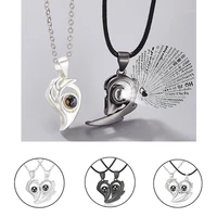 new projection necklace couple models 2pcs magnetic love stitching creative alloy necklace multicolor combination gift wholesale
