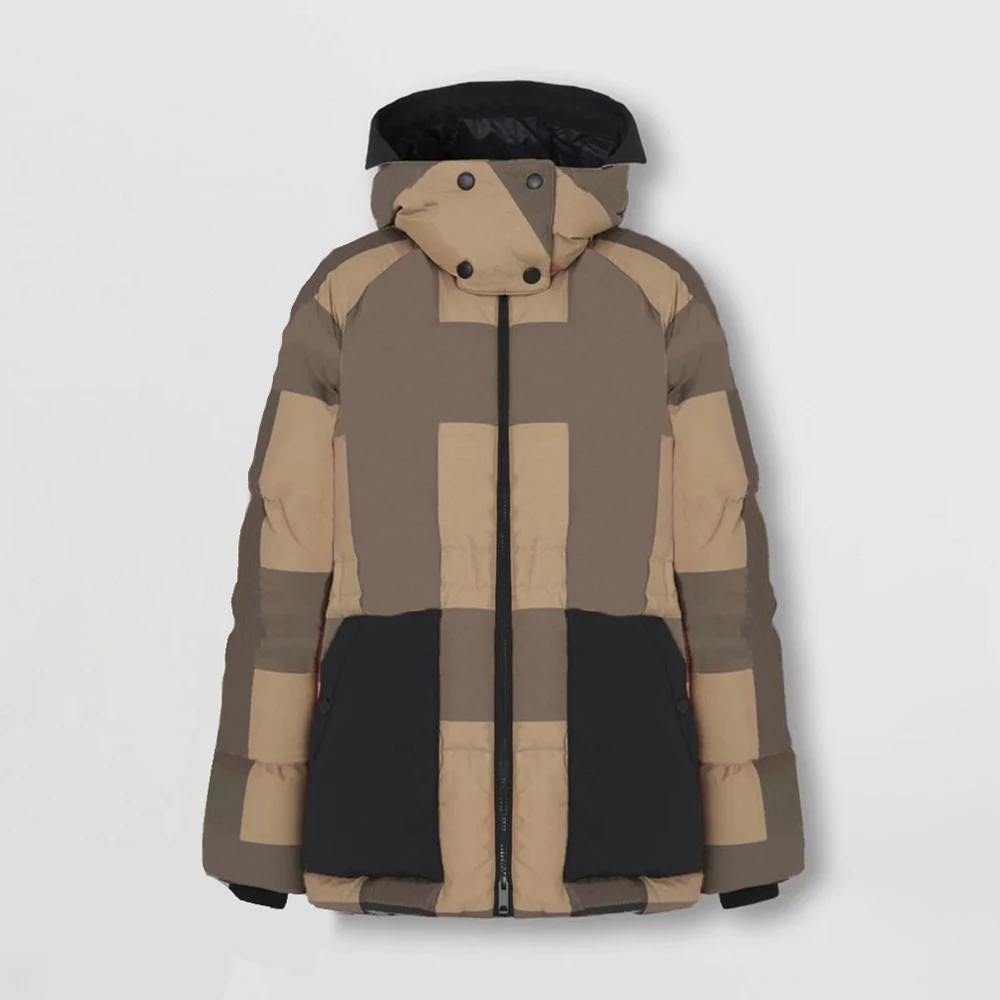 

EDGO Detachable Hood Check Recycled Polyester Puffer Jacket #edgo7366