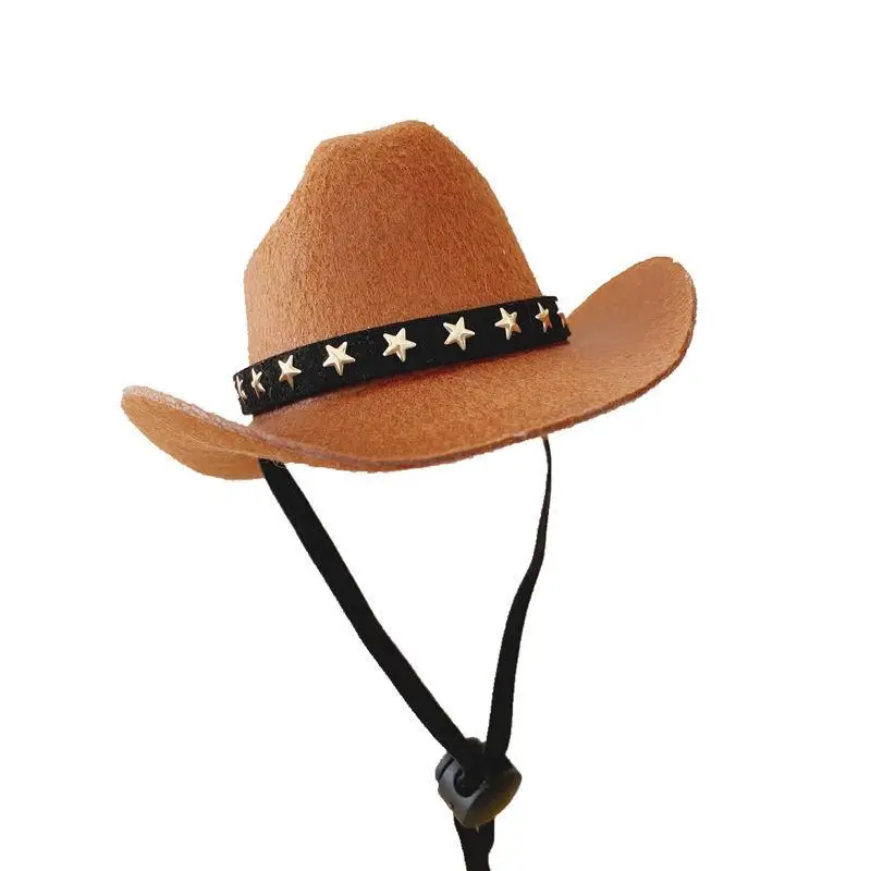 Non-woven Fabric Stylish Pets Star Cowboy Hat Soft Comfortable Adjustable Straps Caps Street Parties Photo Props For Cats Dogs