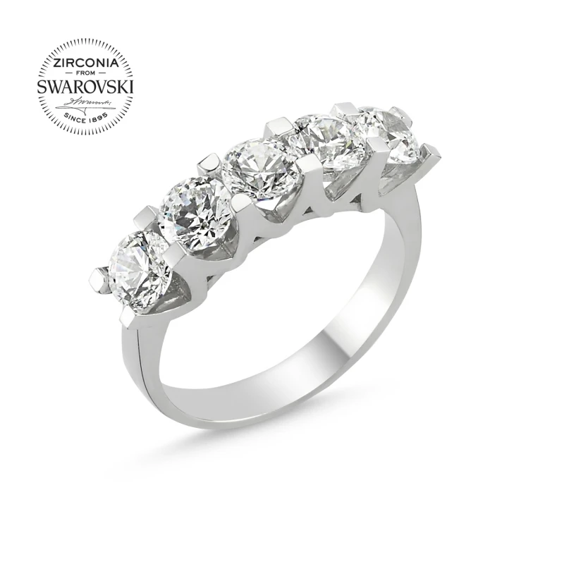 

Silver 925 Sterling Swarovski Zirconia Gemstone Dibs Ring