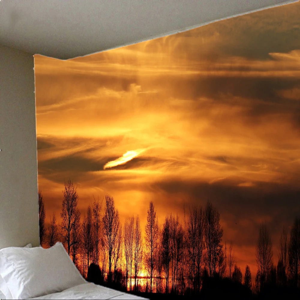 

Красивый большой настенный гобелен с изображением восхода и заката, недорогой настенный богемный настенный гобелен в стиле хиппи, Настенны...