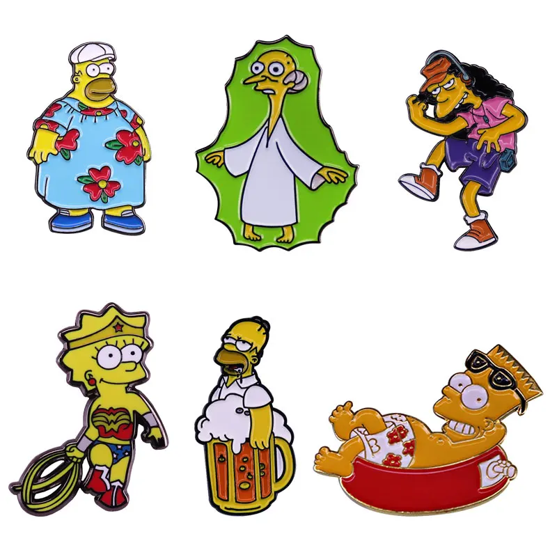 

Delicacy Cartoon Aunny Sitcom Simpsons Enamel Pins Metal Brooch Badge Fashion Jewellery Lapel Fun Bag Accessory Gifts