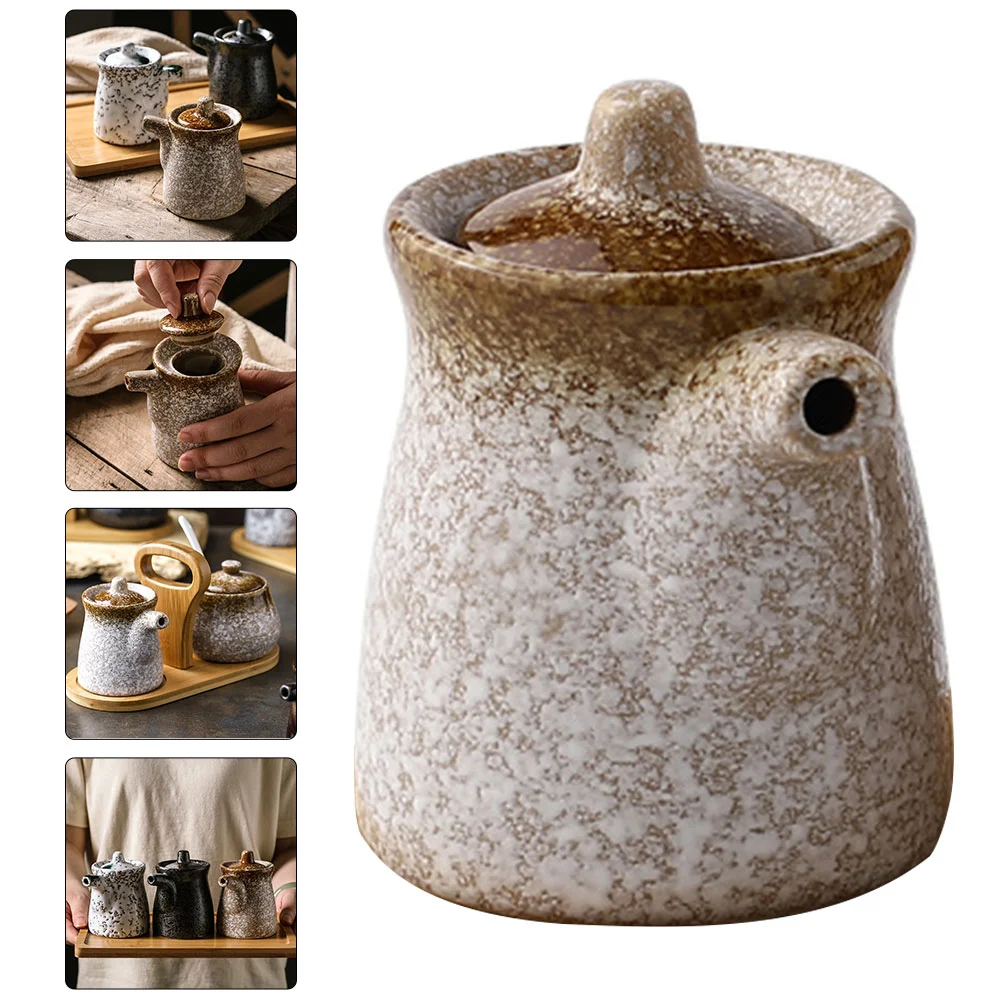 

Dispenser Bottle Sauce Ceramic Oil Soy Vinegar Condiment Pot Olive Cruet Seasoning Jar Container Shoyu Holder Liquid Dressing
