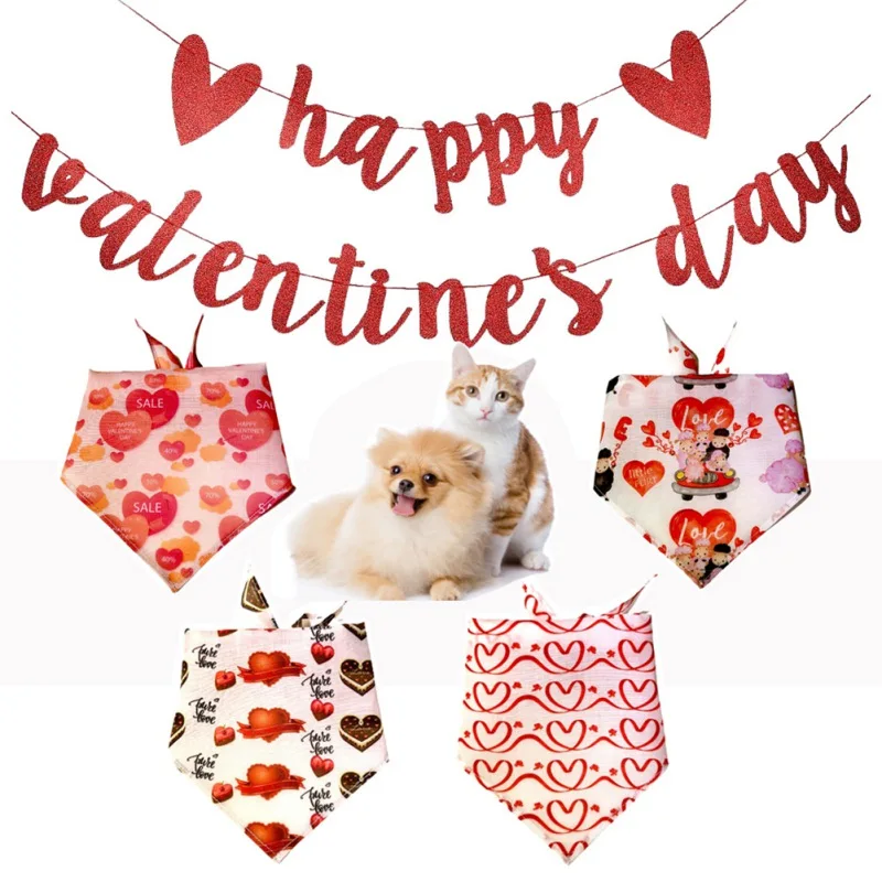 

Dog Bandana Valentine's Day Pet Supplies Love Pet Dog Bandanas Scarf Dog Accessories Polyester Small Dog Puppy Bandana
