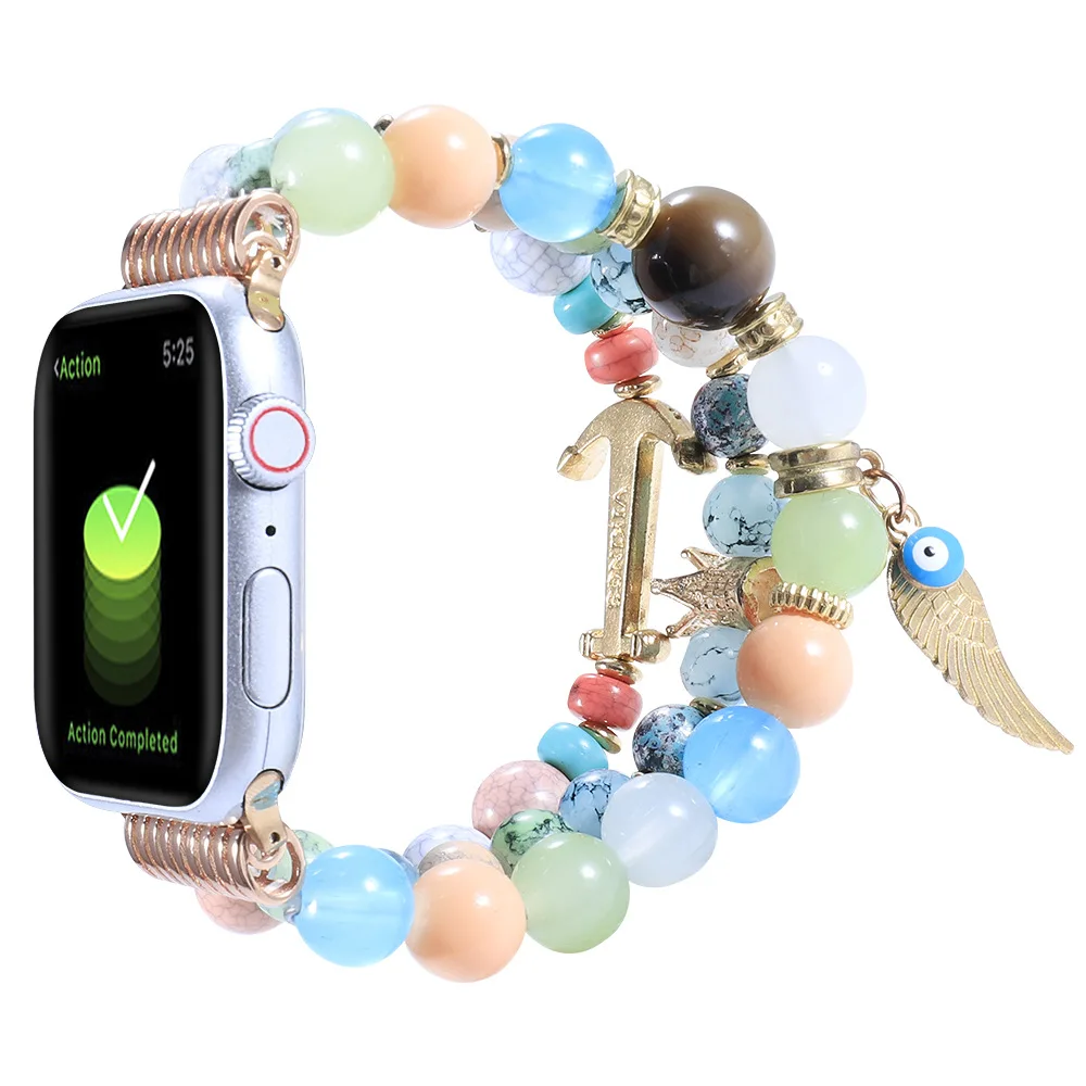 Creative Anchor Pearl strap for Apple Watch bracelet chain for iwatch87654321SE Crown Elastic Rope strap for Ultra wing band