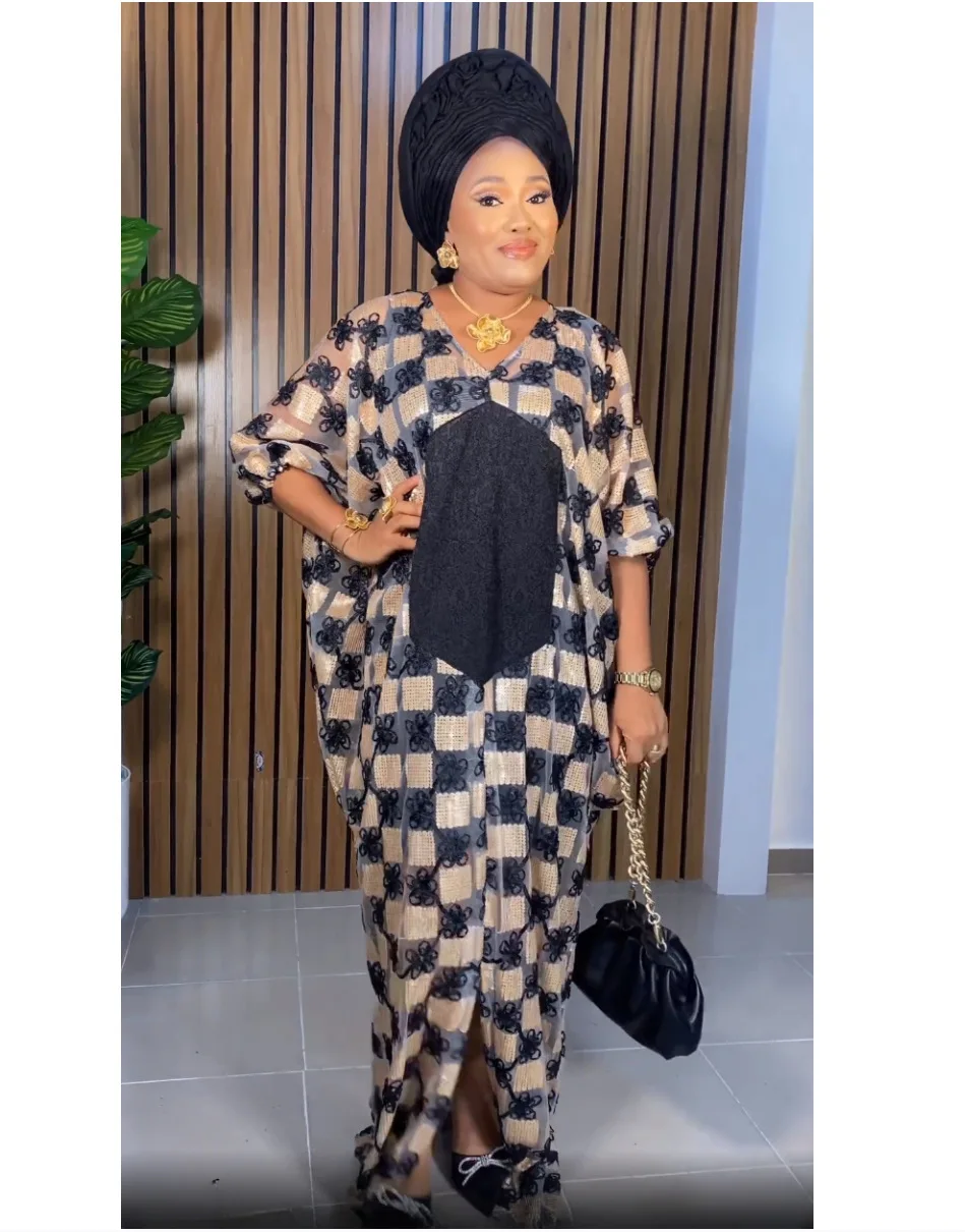 

Лето 2023, африканские платья для женщин, элегантное Африканское платье из полиэстера с рукавом три четверти и V-образным вырезом, африканские халаты, мусульманская абайя