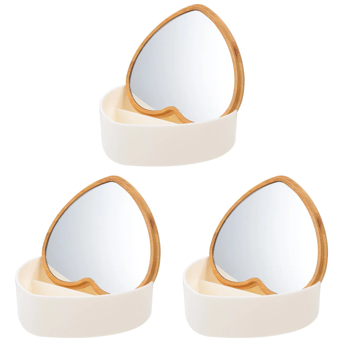 

3pcs Portable Jewelry Storage Container Heart Multi-grid Jewelry Box Desktop Storage Box