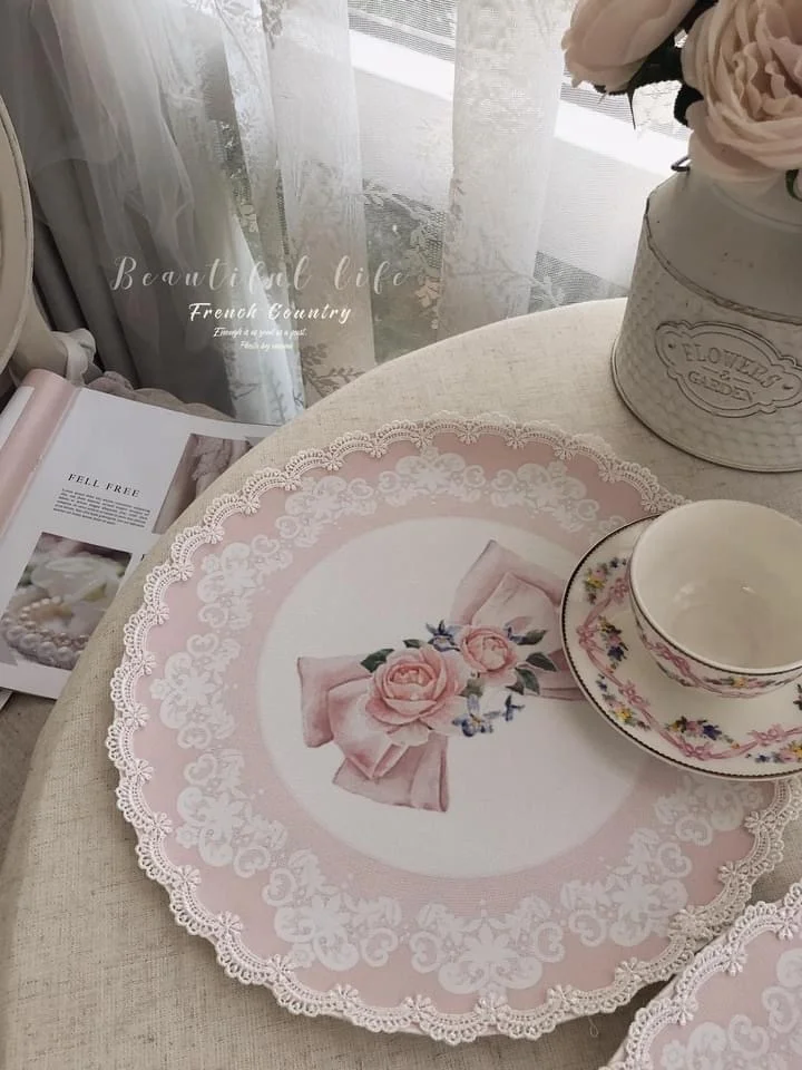 

Korean Style Pink Character New Four Seasons Waterproof Oil-Proof Meal Coaster 2 Pieces Heat Proof Mat Recommended