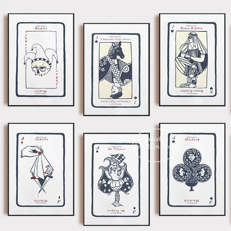 Шекспир вдохновил Художественная печать игральные карты плакат Macbeth Othello Печать