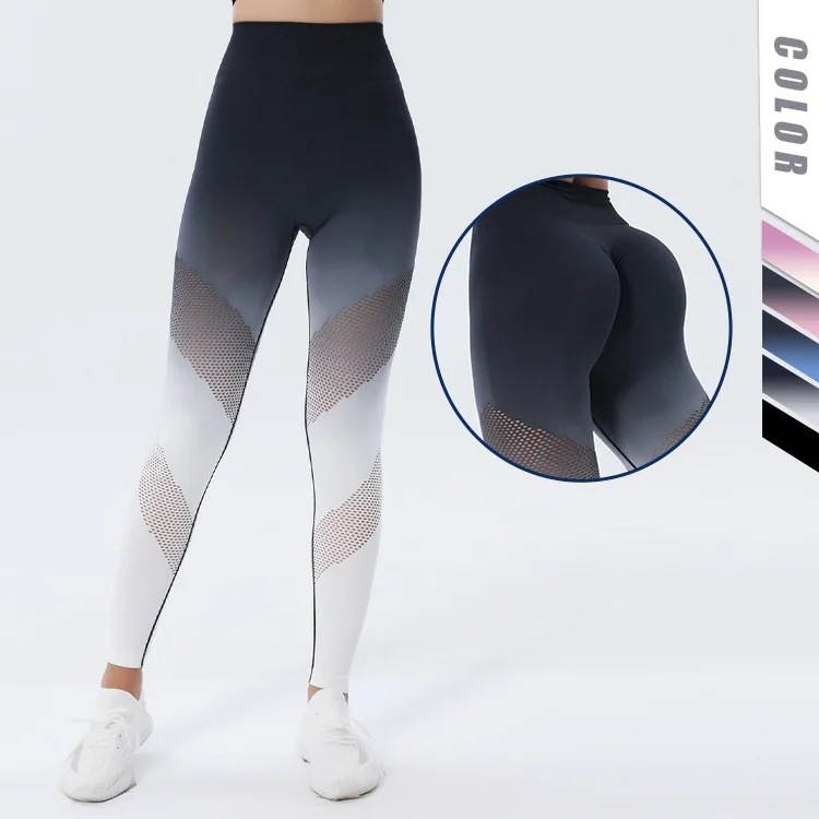 New High Elastic Breathable Hollowed Out Yoga Pants Women's High Waist Buttock Lifting Fitness Pants Sexy Sports Pants
