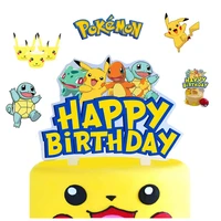 pokemon pikachu kids birthday party theme decor anime character bulbasaur cartoon series acrylic cake insert baking ornament