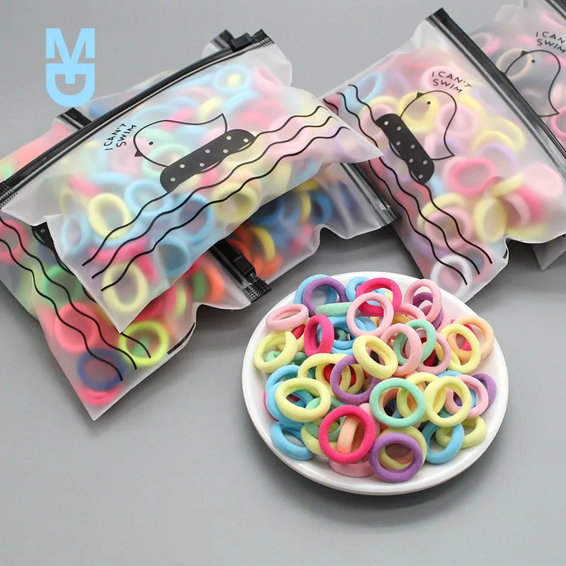 

New 50pcs/Bag Striped Lovely style kids Elastic Hair Bands 6 colors mixing Children's Head rope hair accessories for girls