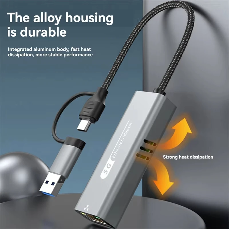 Ethernet-адаптер kebidumei USB Type C 5000 Мбит/с