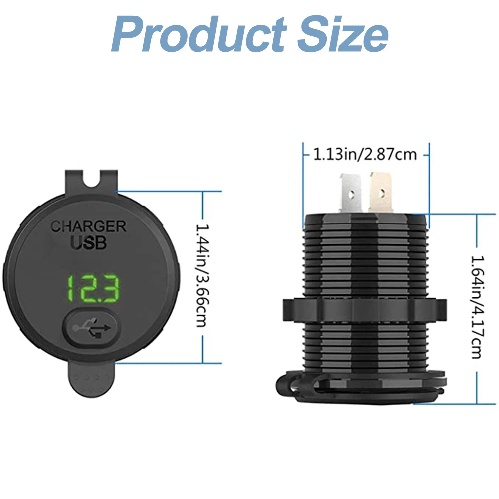 usb car charger quick charge 3 0 12v 24v cigarette lighter usb charger with switch voltage display for motorcycle truck rv free global shipping