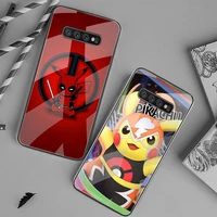 cute deadpool pikachu phone case tempered glass for samsung s20 ultra s7 s8 s9 s10 note 8 9 10 pro plus cover