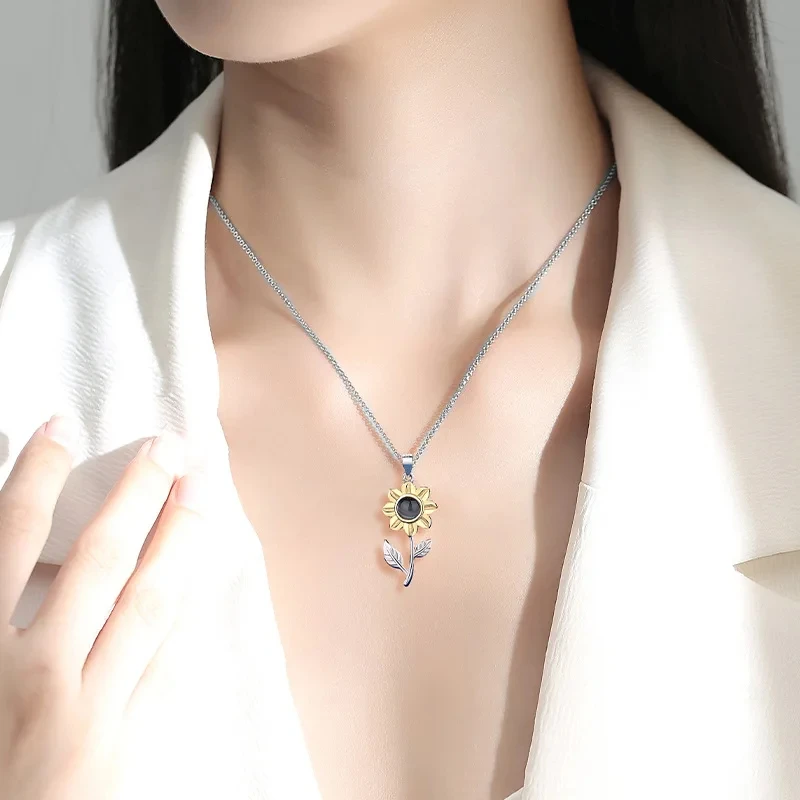 Женская медная подвеска из титановой стали с проекцией Я тебя люблю на 100 языках