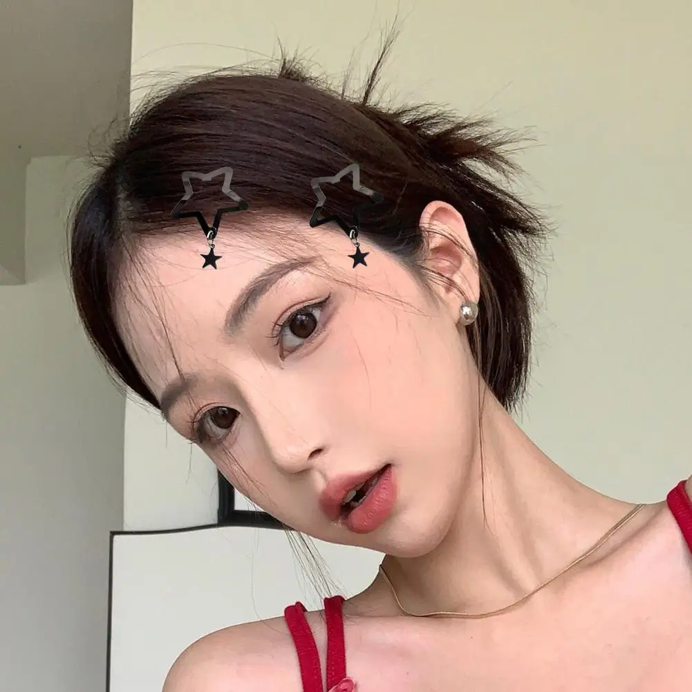 

2/10pcs Black Star BB Hairclips Aluminum Alloy Hairpins Hair Sweet Accessories Grip Headdress Cute Side Simple Hair Girls C P6U9