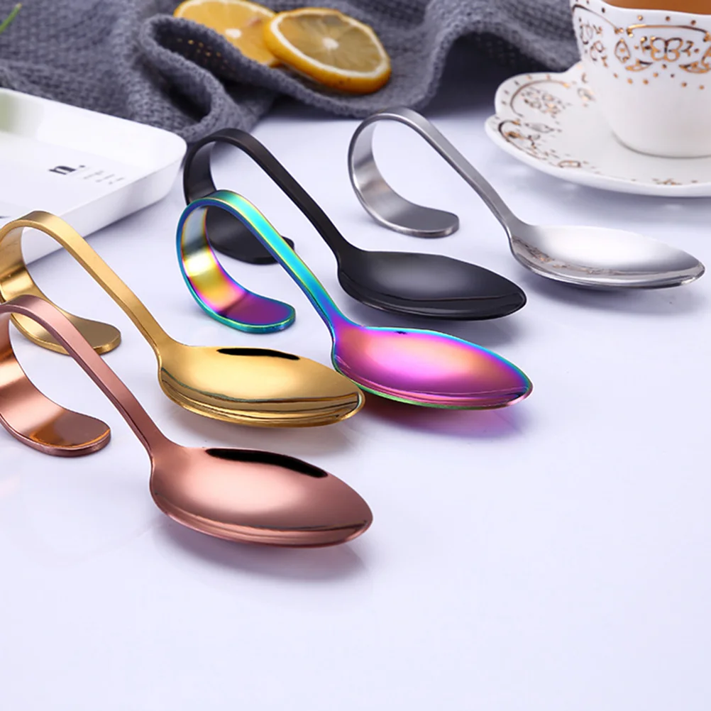 

Изогнутая кухонная утварь, ложка из нержавеющей стали, дегустация сервировочных ложек, ложка для мороженого, бриллиантовая ложка для мороженого