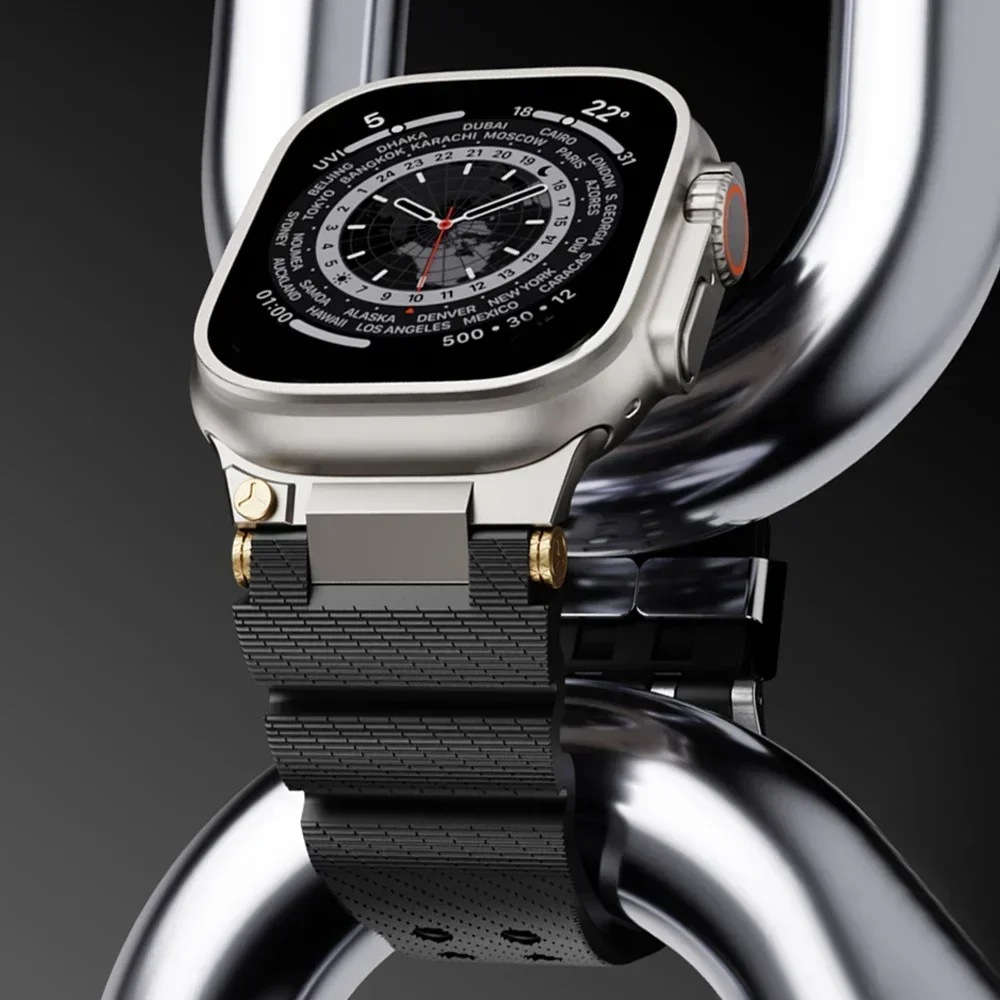 Роскошный резиновый ремешок для Apple Watch Ultra 2 49 мм ультра браслет iWatch Series 10 46 9 8 7 45 6 5