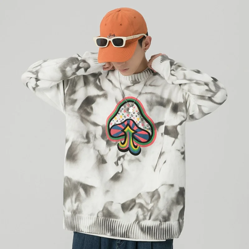 

2022 Autumn Fashion Knitted Sweater O Neck Sweater Men Oversized Sweater Pullover Hip Hop Sweater Loose Color Sweatshirt Thin