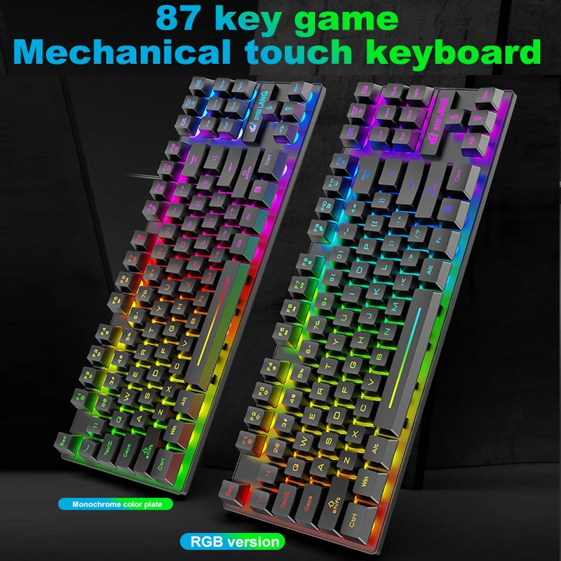 K16 87 Keys Mechanical Keyboard Pc Gamer Complete Gaming Accessories Rgb Keyboard Water Proof Cute Suspended Keycaps 60 Percent