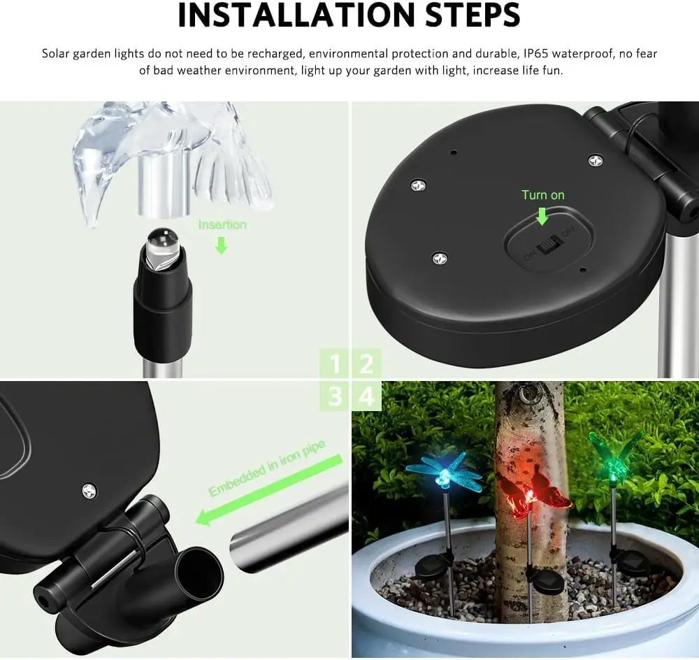 RGB На Солнечной Энергии Бабочка Стрекоза Планета Лампа - Водонепроницаемое