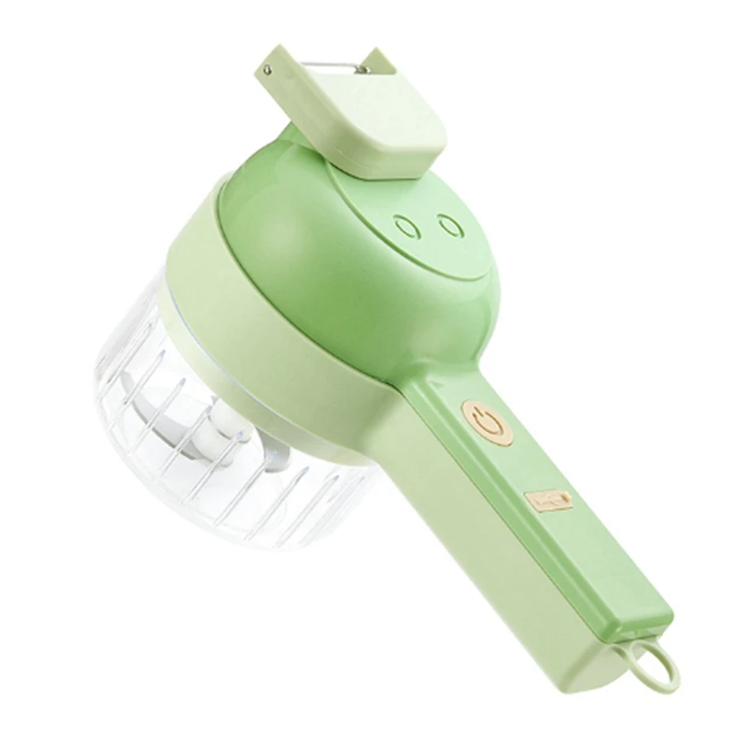 

2X 4 In 1 Handheld Electric Vegetable Cutter Set Multifunctional Durable Chili Vegetable Crusher Ginger Masher Machine