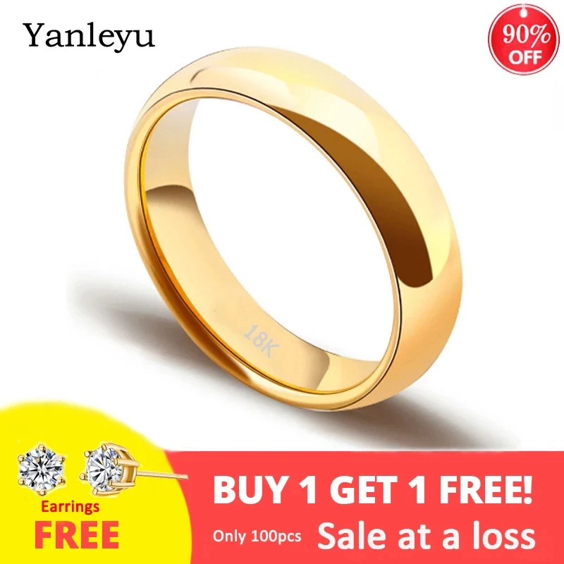 Мужское и женское эксклюзивное кольцо из 18-каратного золота, 4 мм