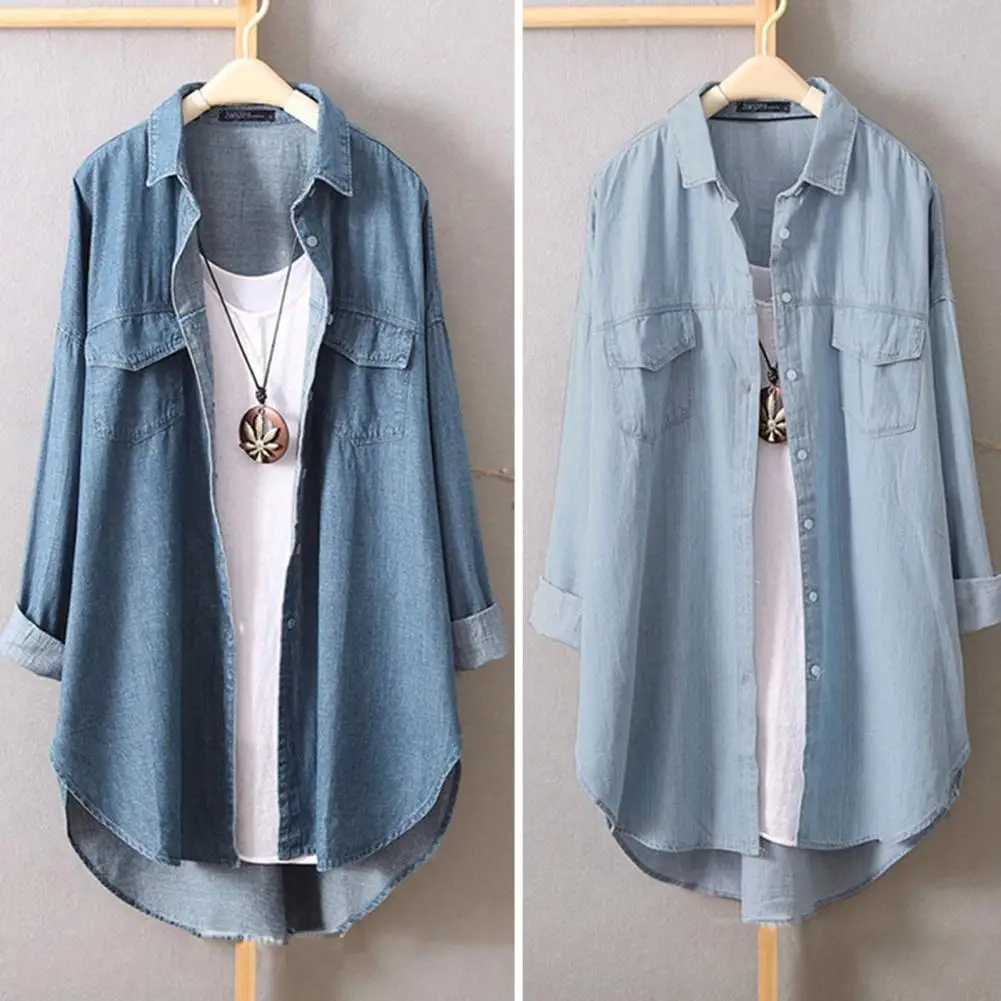 

Casual Tunic Top Turndown Collar Loose Temperament Irregular Lapel Shirt