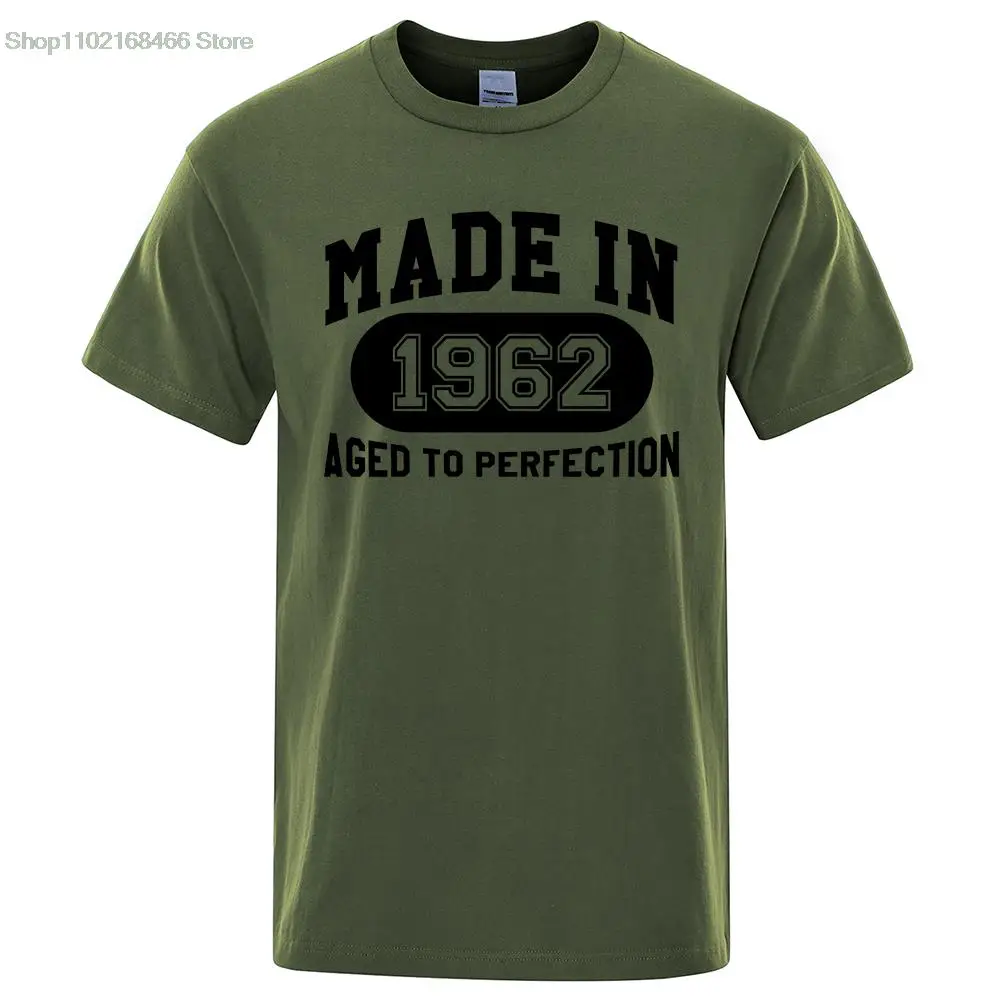 

Made In 1962 Aged To Perfection Mens Tee Clothes Hip Hop Breathable Cotton T Shirt Short Sleeve Tops Summer Streetwear T-Shirt